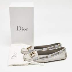 Dior Purple/Cream Python Embossed Leather CD Logo Loafers Size 40