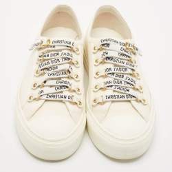 Pre Owned Dior White Canvas Walk'n'Dior Low Top Sneakers Size 37