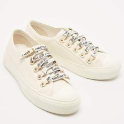 Pre Owned Dior White Canvas Walk'n'Dior Low Top Sneakers Size 37