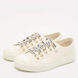 Pre Owned Dior White Canvas Walk'n'Dior Low Top Sneakers Size 37