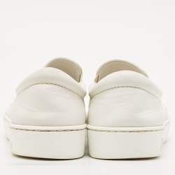 Dior White Denim And Leather Happy Crystal Embellished Slip On Sneakers Size 37