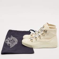 Pre Owned Dior White Canvas Walk'n'Dior High Top Sneakers Size 39.5