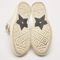 Pre Owned Dior White Canvas Walk'n'Dior High Top Sneakers Size 39.5