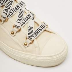 Pre Owned Dior White Canvas Walk'n'Dior High Top Sneakers Size 39.5