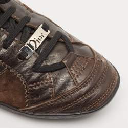 Dior Brown  Leather and Suede Low Top Sneakers Size 38