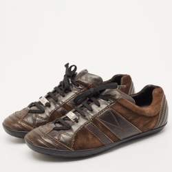Dior Brown  Leather and Suede Low Top Sneakers Size 38