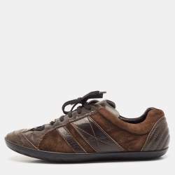 Dior Brown  Leather and Suede Low Top Sneakers Size 38