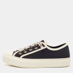 Dior Black/Cream Canvas Walk'n'Dior Sneakers Size 37