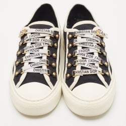 Dior Black/Cream Canvas Walk'n'Dior Sneakers Size 37