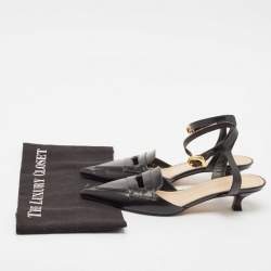 Dior Black Leather Keyhole Accent Slingback Pumps Size 36