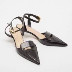Dior Black Leather Keyhole Accent Slingback Pumps Size 36
