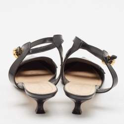 Dior Black Leather Keyhole Accent Slingback Pumps Size 36