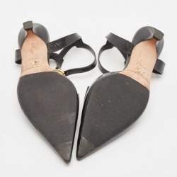 Dior Black Leather Keyhole Accent Slingback Pumps Size 36