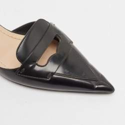 Dior Black Leather Keyhole Accent Slingback Pumps Size 36