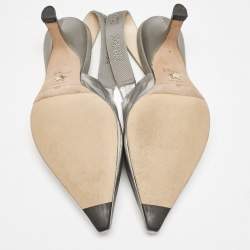 Dior Silver Canvas and Leather J'Adior Pumps Size 37