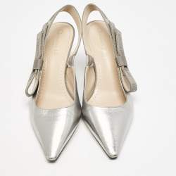 Dior Silver Canvas and Leather J'Adior Pumps Size 37