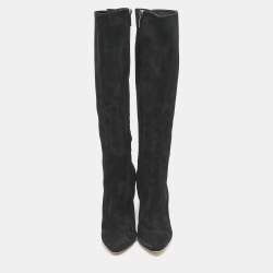 Dior Black Suede Knee Length Boots Size 39.5