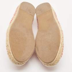 Dior White/Red Embroidered Canvas Granville Espadrille Flats Size 39