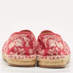 Dior White/Red Embroidered Canvas Granville Espadrille Flats Size 39