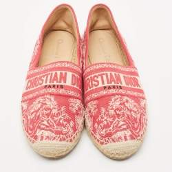 Dior White/Red Embroidered Canvas Granville Espadrille Flats Size 39
