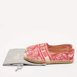 Dior White/Red Embroidered Canvas Granville Espadrille Flats Size 39