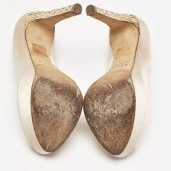 Dior Beige Satin Cannage Heel Peep Toe Platform Pumps Size 38