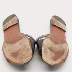 Dior Black Leather 30 Montaigne Slide Flats Size 37.5