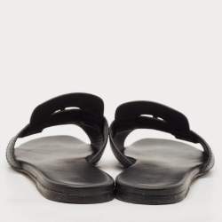 Dior Black Leather 30 Montaigne Slide Flats Size 37.5