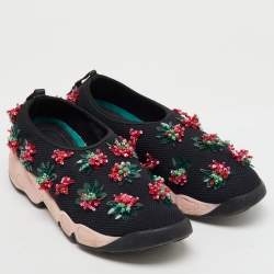 Dior Black Mesh Fusion Embellished Slip On Sneakers Size 37.5