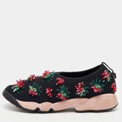 Dior Black Mesh Fusion Embellished Slip On Sneakers Size 37.5