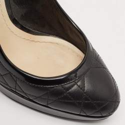 Dior Black Quilted Cannage Leather Platform Pumps Size 35