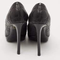 Dior Black Quilted Cannage Leather Platform Pumps Size 35