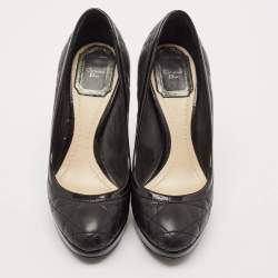 Dior Black Quilted Cannage Leather Platform Pumps Size 35