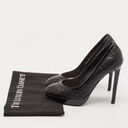 Dior Black Quilted Cannage Leather Platform Pumps Size 35