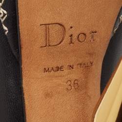 Pre Owned Dior Black Leather Bow Detail Peep Toe Pumps Size 36