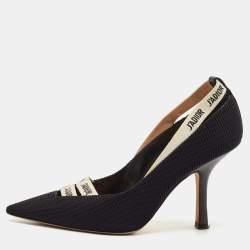 Pre Owned Christian Dior Black Technical Fabric J'adior Ribbon Pumps Size 37
