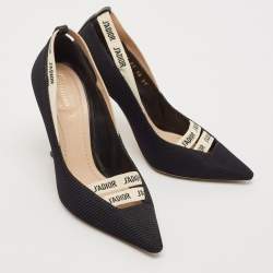 Pre Owned Christian Dior Black Technical Fabric J'adior Ribbon Pumps Size 37