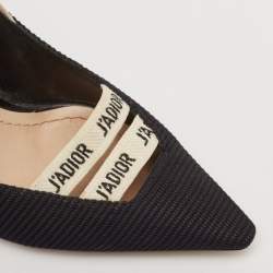 Pre Owned Christian Dior Black Technical Fabric J'adior Ribbon Pumps Size 37