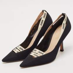 Pre Owned Christian Dior Black Technical Fabric J'adior Ribbon Pumps Size 37
