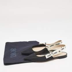 Dior Black Technical Fabric J'adior Slingback Flats Size 38