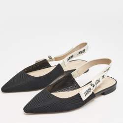 Dior Black Technical Fabric J'adior Slingback Flats Size 38