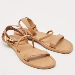 مملوكة مسبقًا Dior Brown Leather Slingback Sandals Size 40