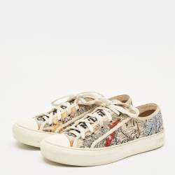 Dior Multicolor Beaded and Embroidered Canvas Walk'n'Dior Low-Top Sneakers Size 39