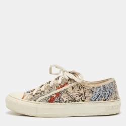 Dior Multicolor Beaded and Embroidered Canvas Walk'n'Dior Low-Top Sneakers Size 39