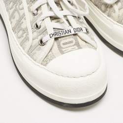 Pre Owned Dior White Oblique Embroidered Canvas and Rubber Walk'n'Dior Sneakers Size 37