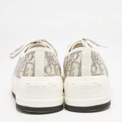 Pre Owned Dior White Oblique Embroidered Canvas and Rubber Walk'n'Dior Sneakers Size 37