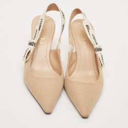 Pre Owned Dior Beige Canvas J'Adior Slingback Pumps Size 36