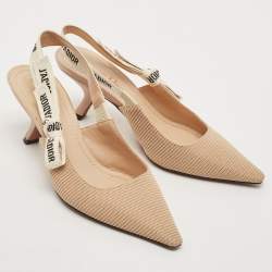 Pre Owned Dior Beige Canvas J'Adior Slingback Pumps Size 36