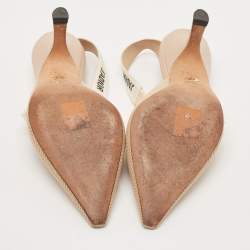 Pre Owned Dior Beige Canvas J'Adior Slingback Pumps Size 36