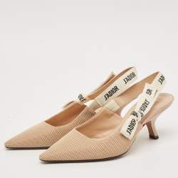 Pre Owned Dior Beige Canvas J'Adior Slingback Pumps Size 36